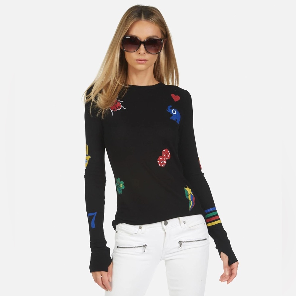 Lauren Moshi McKinley Lucky Elements Top Black NWT XS S M L